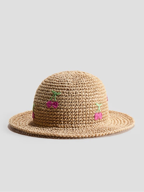 H&M Other - H&M Straw Sun Hat with Cherry Appliqué